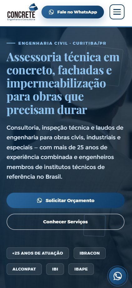 Concrete Engenharia e Consultoria — site institucional, site criado pela WEBX