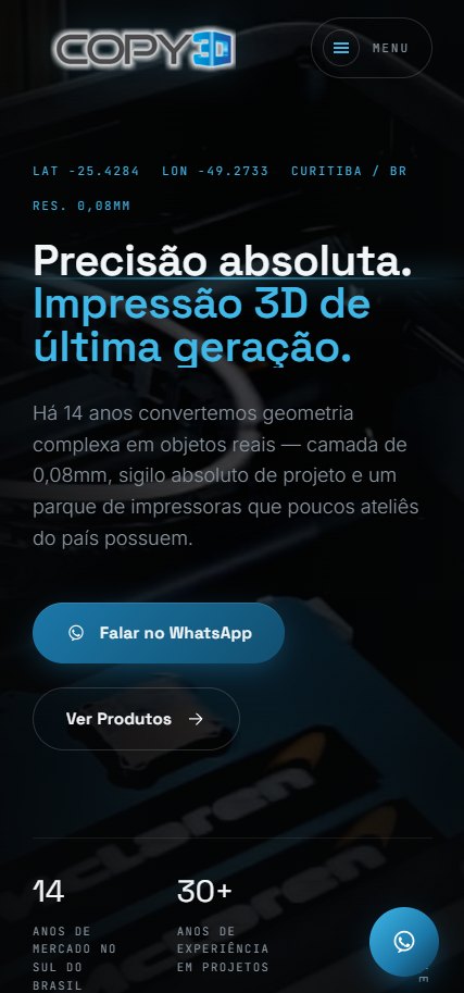 Copy 3D Impressão 3D — site institucional, site criado pela WEBX