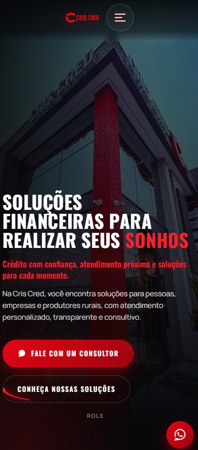 Cris Cred — site institucional, site criado pela WEBX