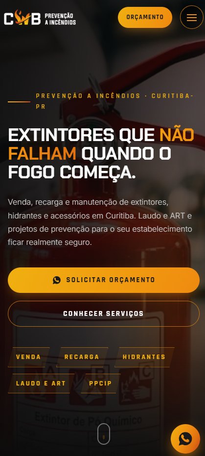 CWB Prevenção a Incêndios — site institucional, site criado pela WEBX