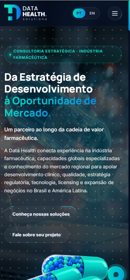 Data Health Solutions — site institucional, site criado pela WEBX