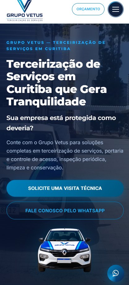 Grupo Vetus — site institucional, site criado pela WEBX