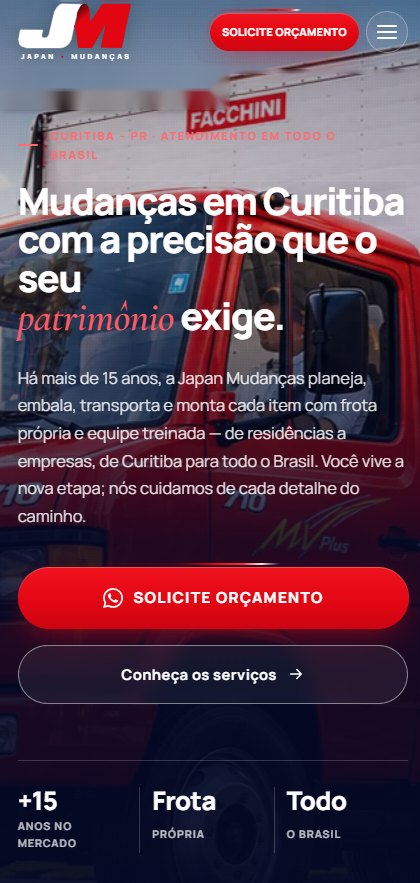 Japan Mudanças — site institucional, site criado pela WEBX