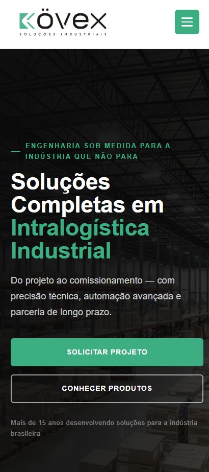 Kövex Soluções Industriais — site institucional, site criado pela WEBX