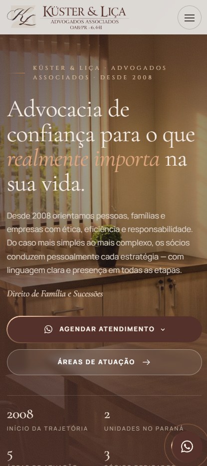Küster & Liça Advogados Associados — site institucional, site criado pela WEBX