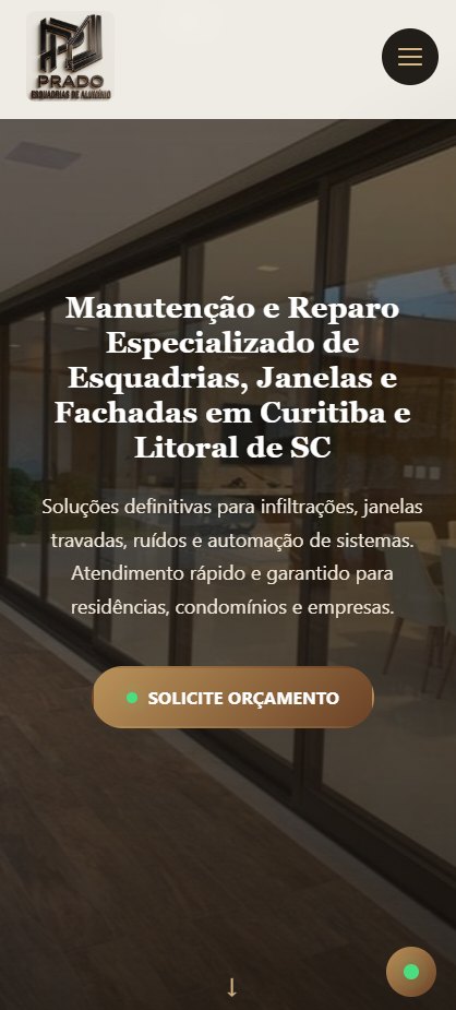Prado Esquadrias de Alumínio — site institucional, site criado pela WEBX