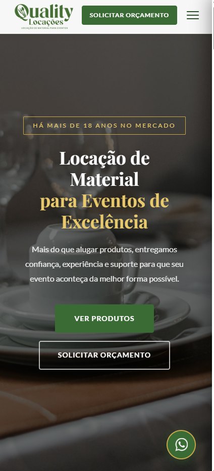 Quality Locações — site institucional, site criado pela WEBX