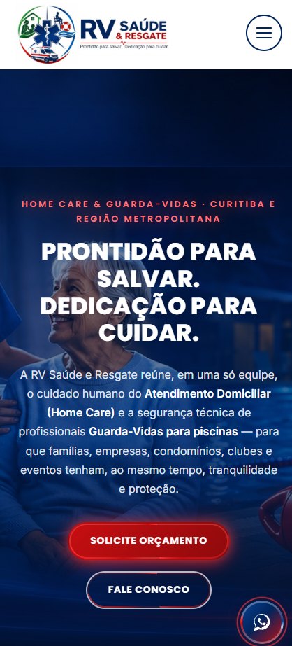 RV Saúde & Resgate — site institucional, site criado pela WEBX