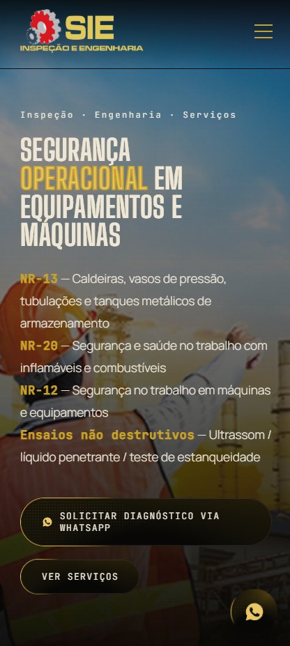 SIE Inspeção e Engenharia — site institucional, site criado pela WEBX