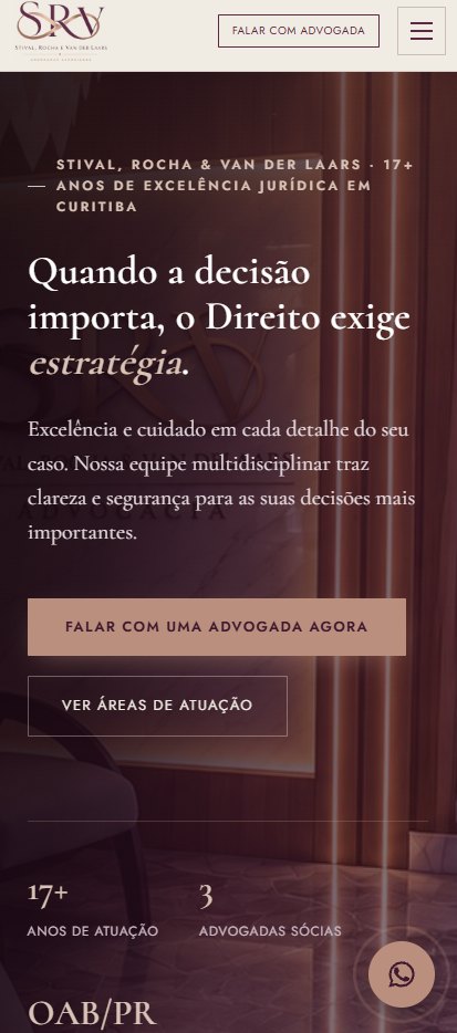 Stival, Rocha & Van der Laars Advocacia — site institucional, site criado pela WEBX