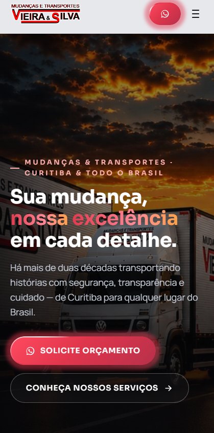 Vieira & Silva Mudanças e Transportes — site institucional, site criado pela WEBX